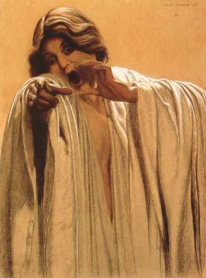 Carlos Schwabe Study for The Wave,feminine figure,back right Mixed media on board (mk19) oil painting picture